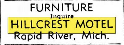 Hillcrest Inn & Motel (Hill Crest Motel) - June 1970 Ad (newer photo)